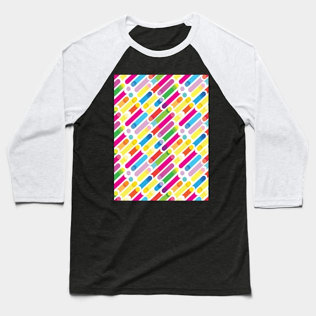 Abstract Colorful Diagonal Lines Dynamic Geometric Pattern Summer Colors Collection. Contemporary Art Baseball T-Shirt by sofiartmedia